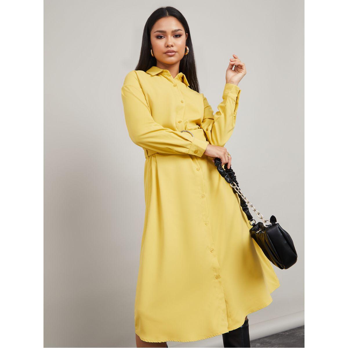 Styli Long Sleeves Full Button Belted Shirt Midi Dress-women-clothing-dresses-image-1