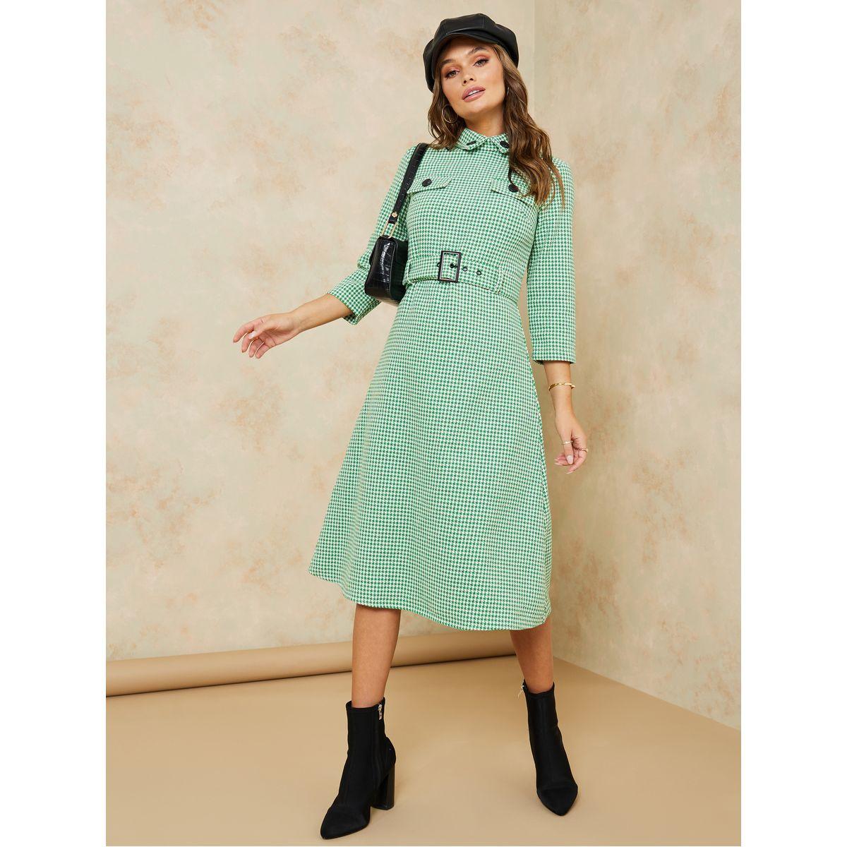 فستان ميدي تويد مع حزام خصر-women-clothing-dresses-image-2