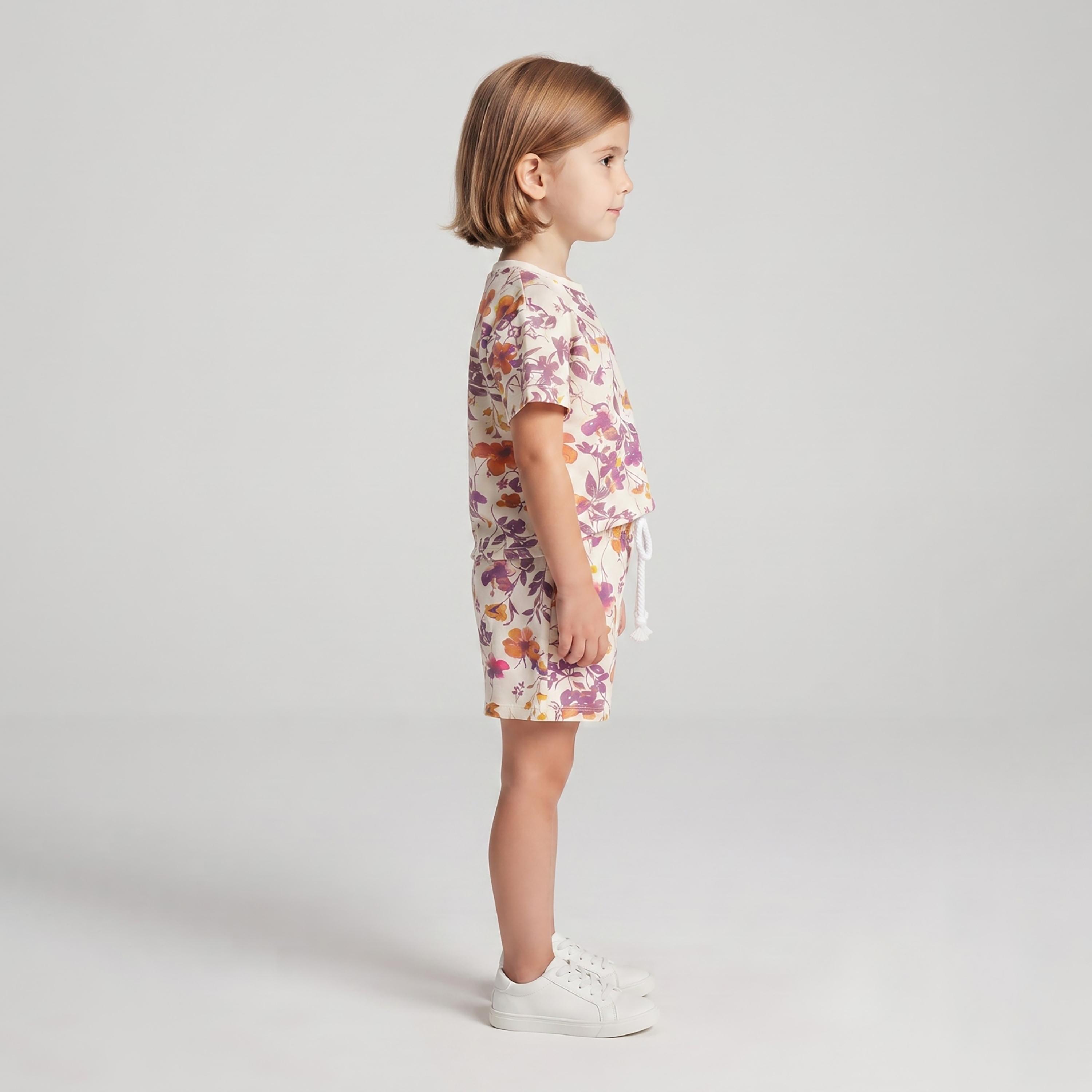 Babyqlo Floral Short Sleeves T-Shirt & Shorts Co-ord Set-baby-girls-clothing-setsandcoords-image-3