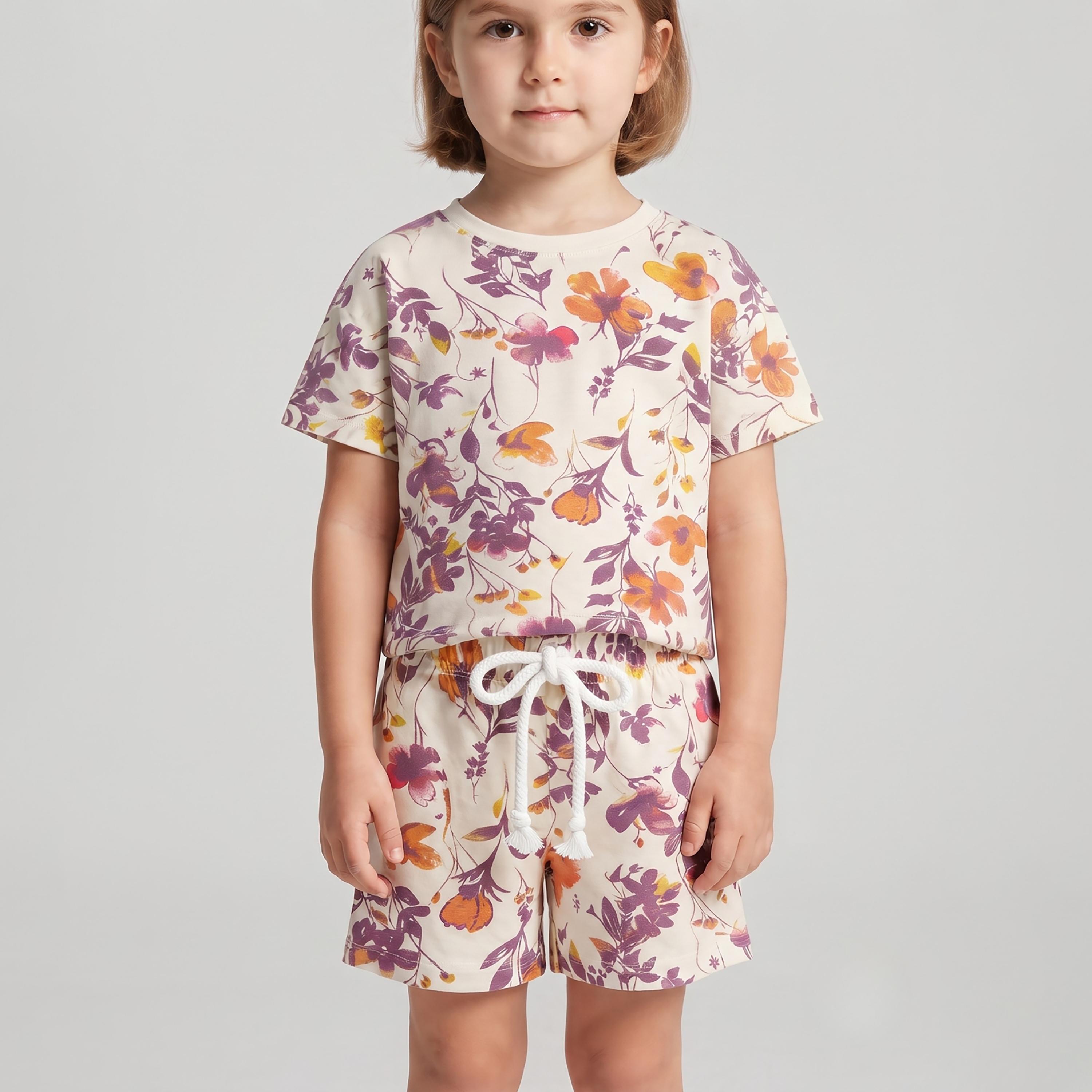 Babyqlo Floral Short Sleeves T-Shirt & Shorts Co-ord Set-baby-girls-clothing-setsandcoords-image-5