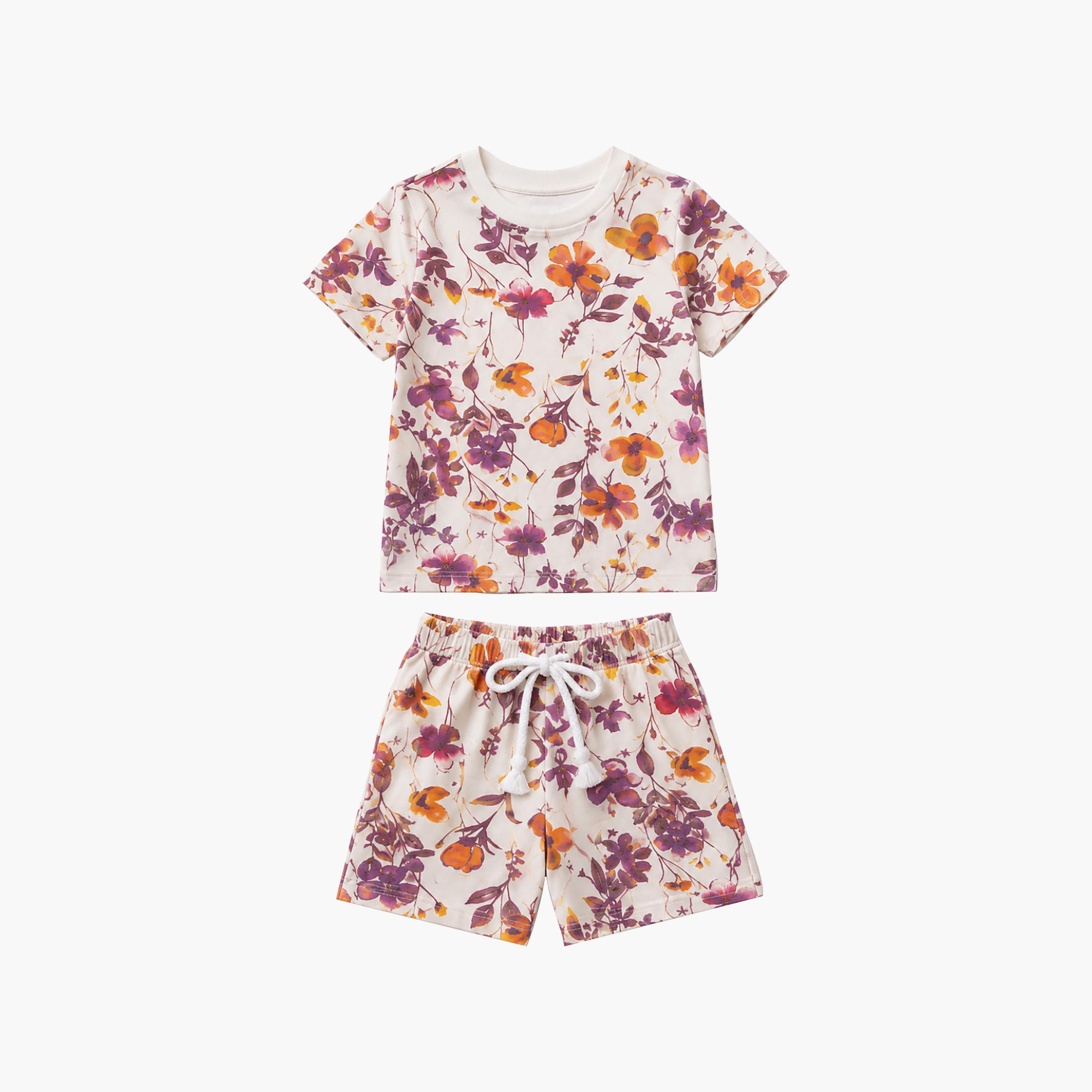 Babyqlo Floral Short Sleeves T-Shirt & Shorts Co-ord Set-baby-girls-clothing-setsandcoords-image-6