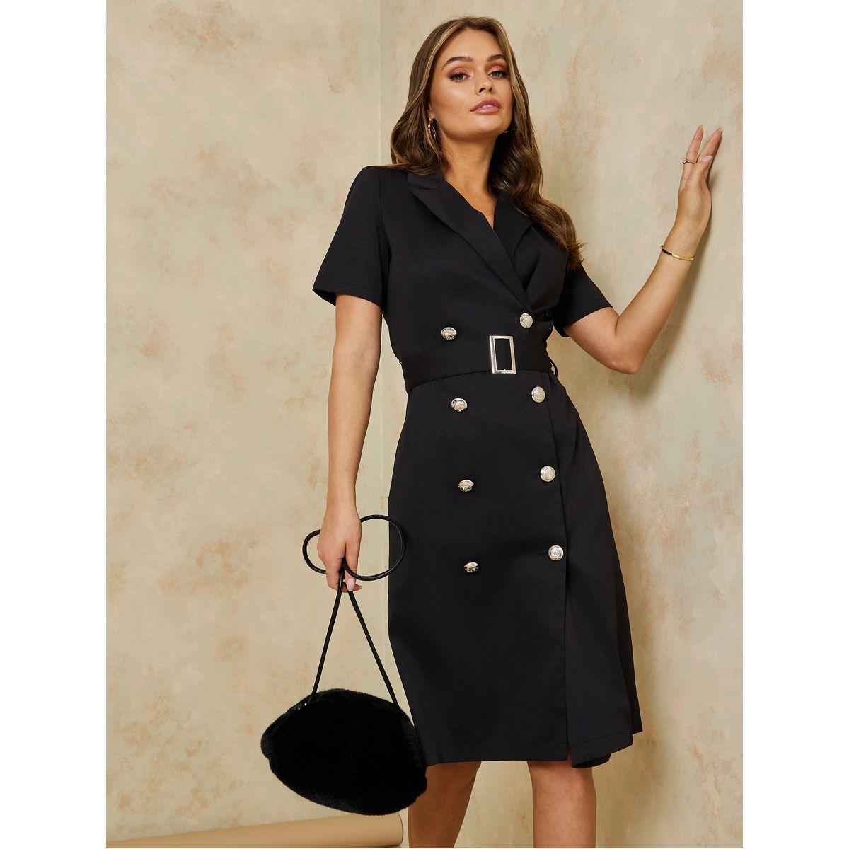 Styli Short Sleeves Belted Blazer Knee Length Dress-women-clothing-dresses-image-1