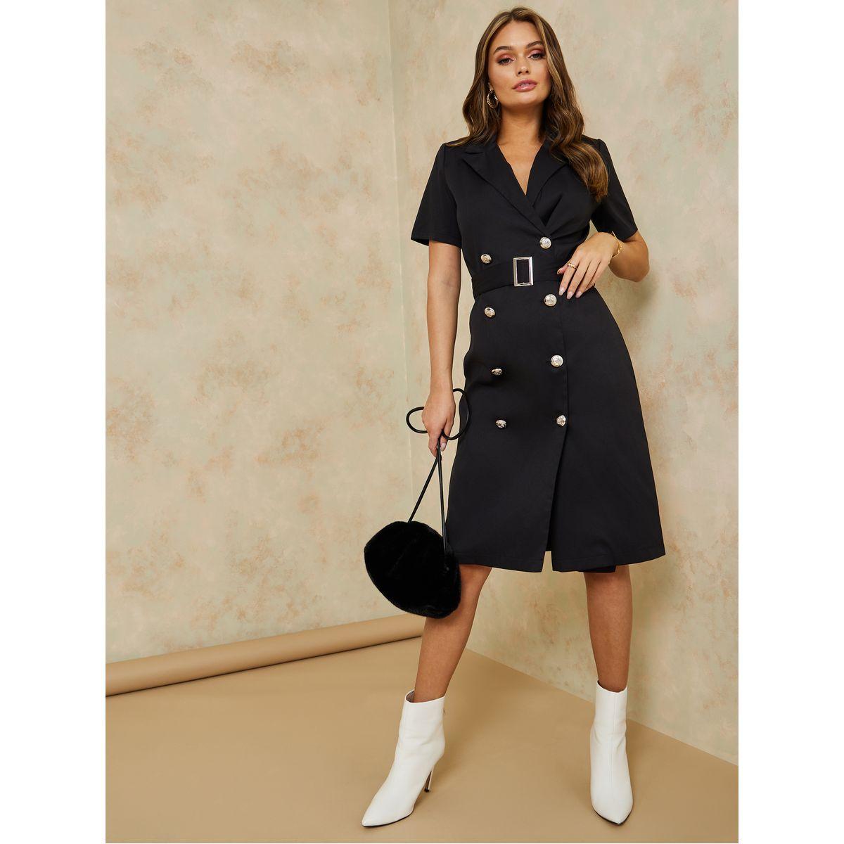 Styli Short Sleeves Belted Blazer Knee Length Dress-women-clothing-dresses-image-2