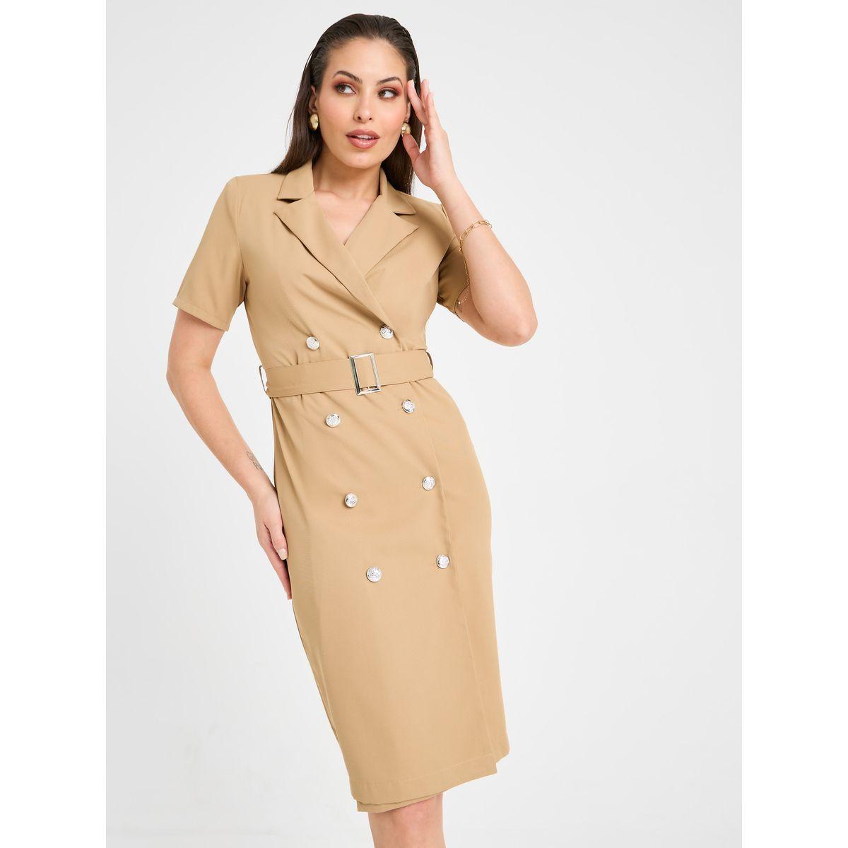 فستان بطول الركبة وياقة بشق-women-clothing-dresses-image-1