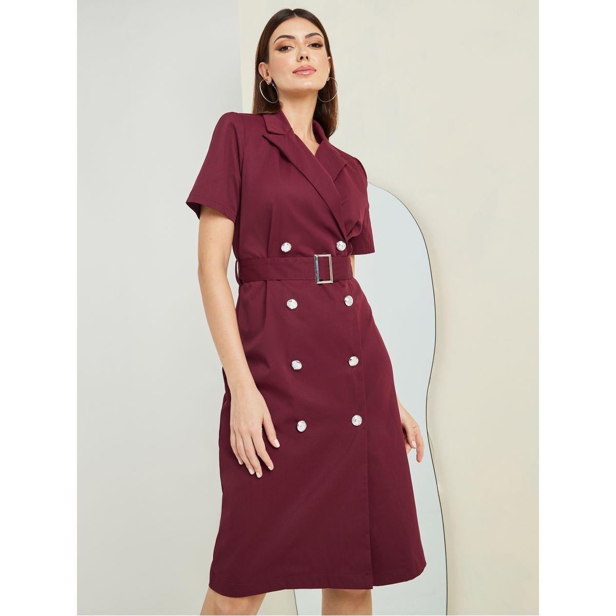 فستان بطول الركبة وياقة بشق-women-clothing-dresses-image-2