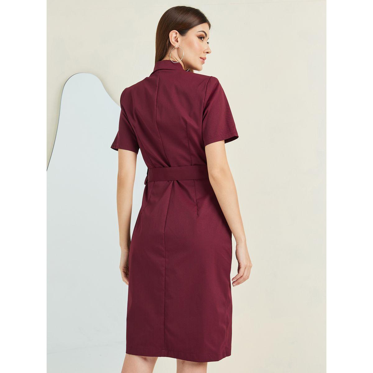 فستان بطول الركبة وياقة بشق-women-clothing-dresses-image-4