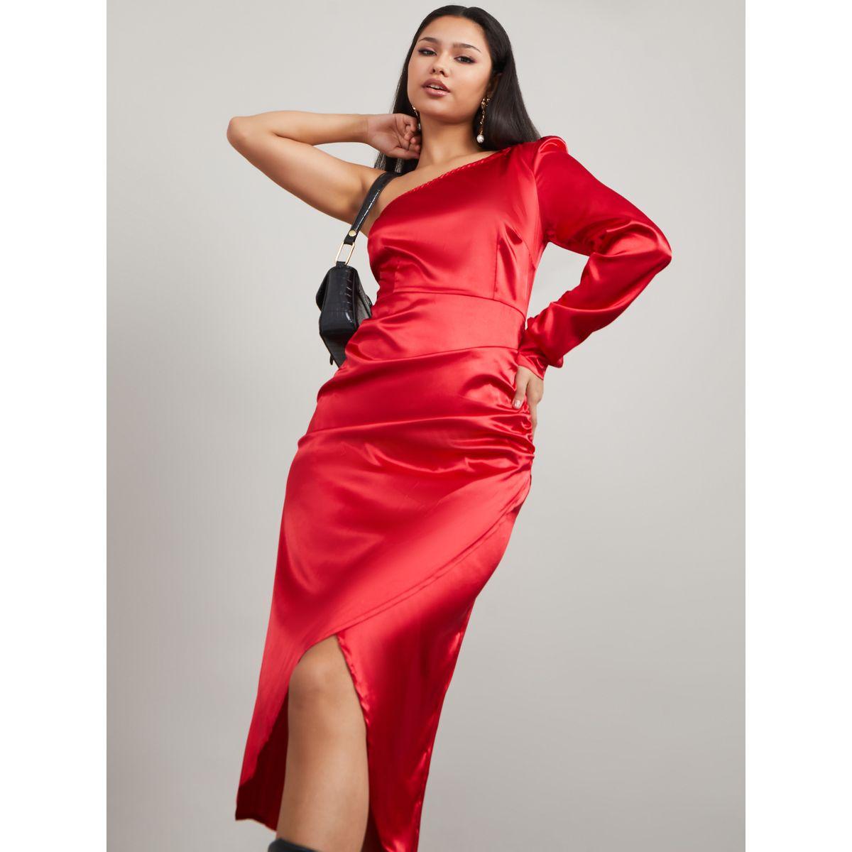 فستان ميدي بكتف واحد-women-clothing-dresses-image-1
