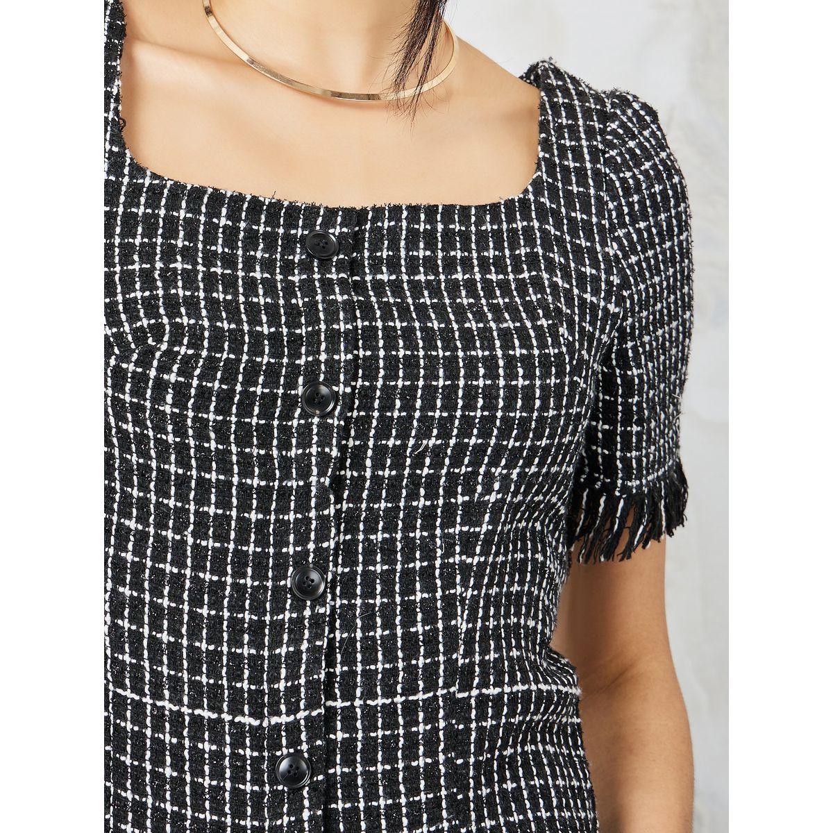 Styli Tweed Sheath Midi Dress with Frayed Edge-women-clothing-dresses-image-3