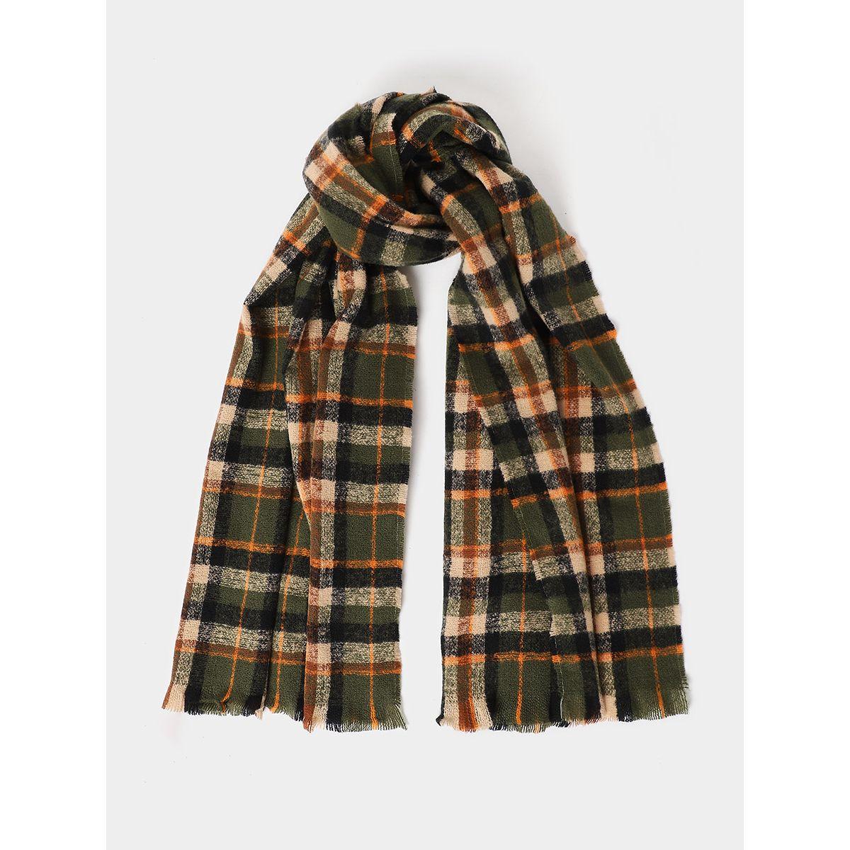 Styli Raw Edge Checked Scarf-women-winterwear-scarves-image-1