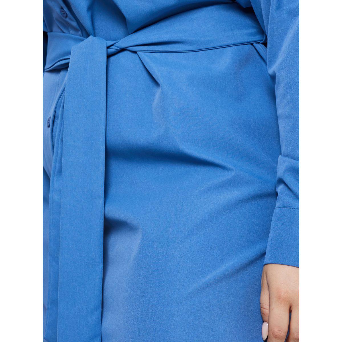 Styli Plus Long Sleeves Woven Shirt Dress with Tie Belt-women-clothing-dresses-image-3