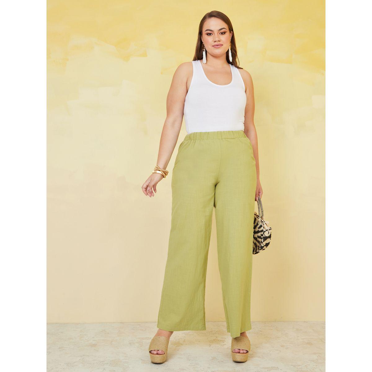بنطال بقصة واسعة وخصر مطاطي-women-clothing-bottoms-trousers-image-2