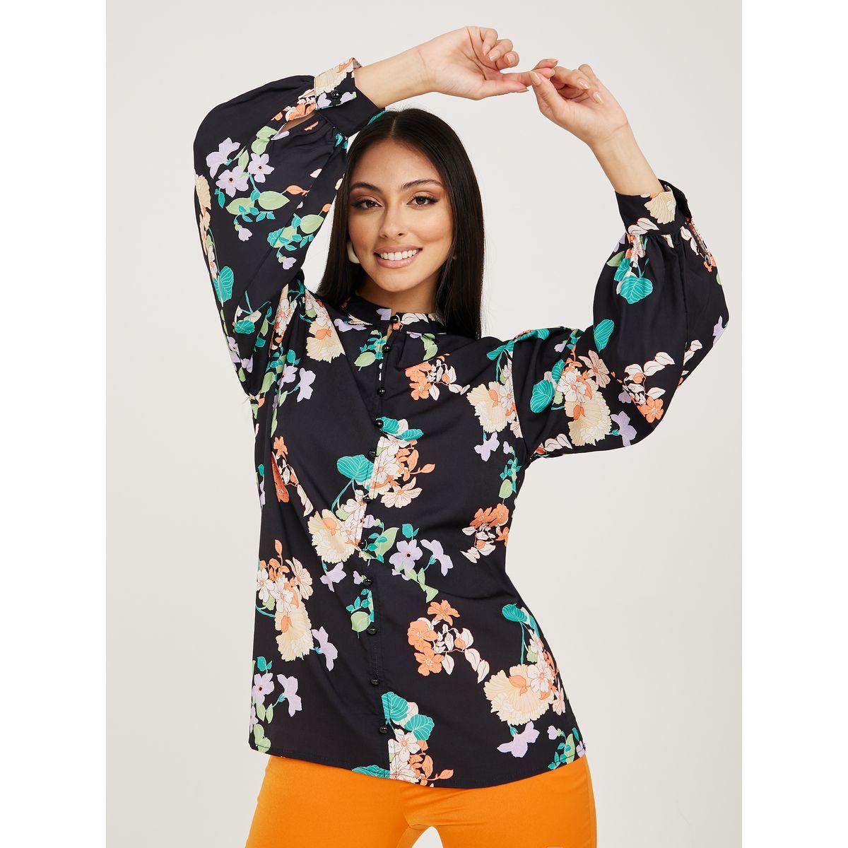 بلوزة مطبعة بزهور باكمام بالون-women-clothing-shirtsandblouses-blouses-image-3