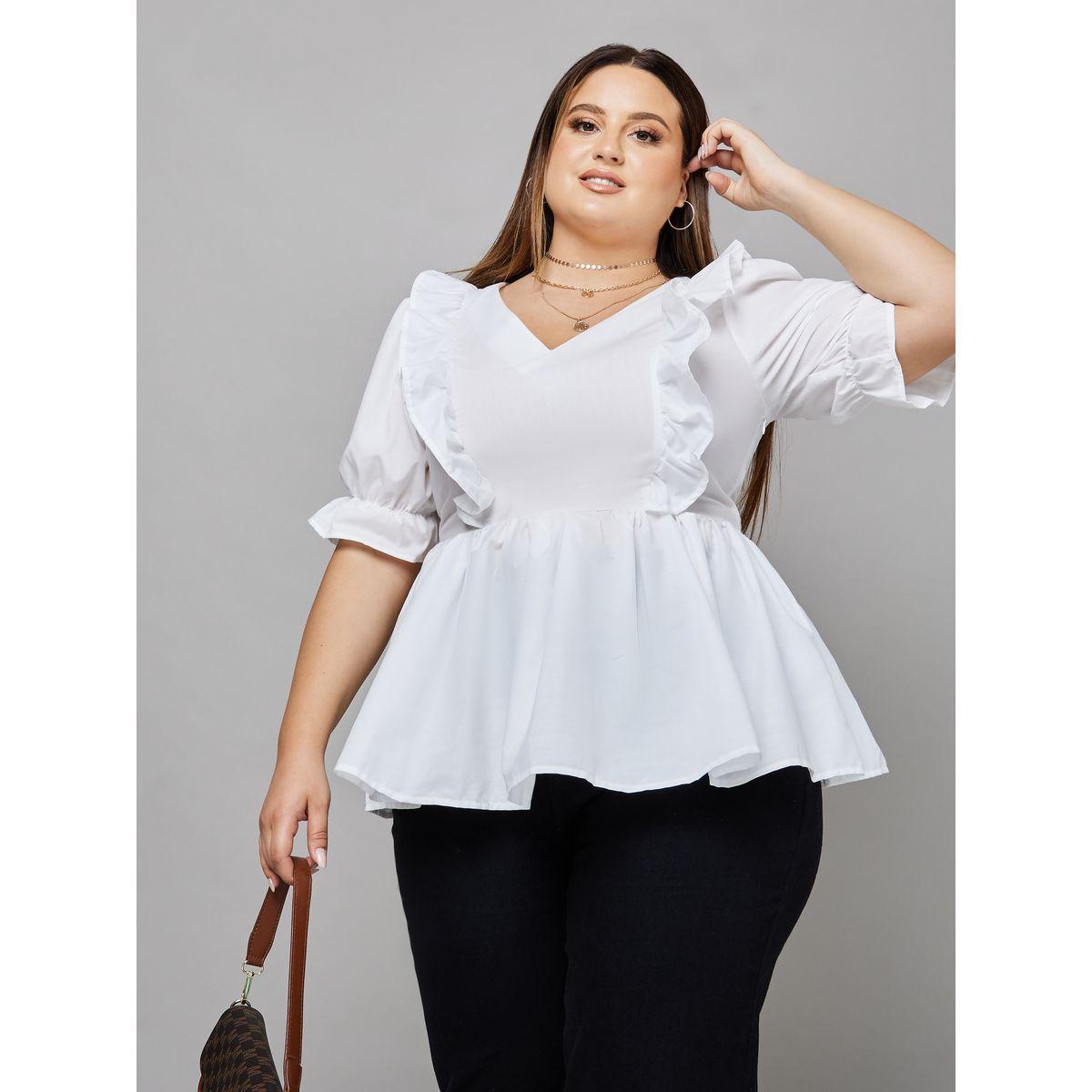 بلوزة بيبلوم باكمام منفوشة-women-clothing-shirtsandblouses-blouses-image-1
