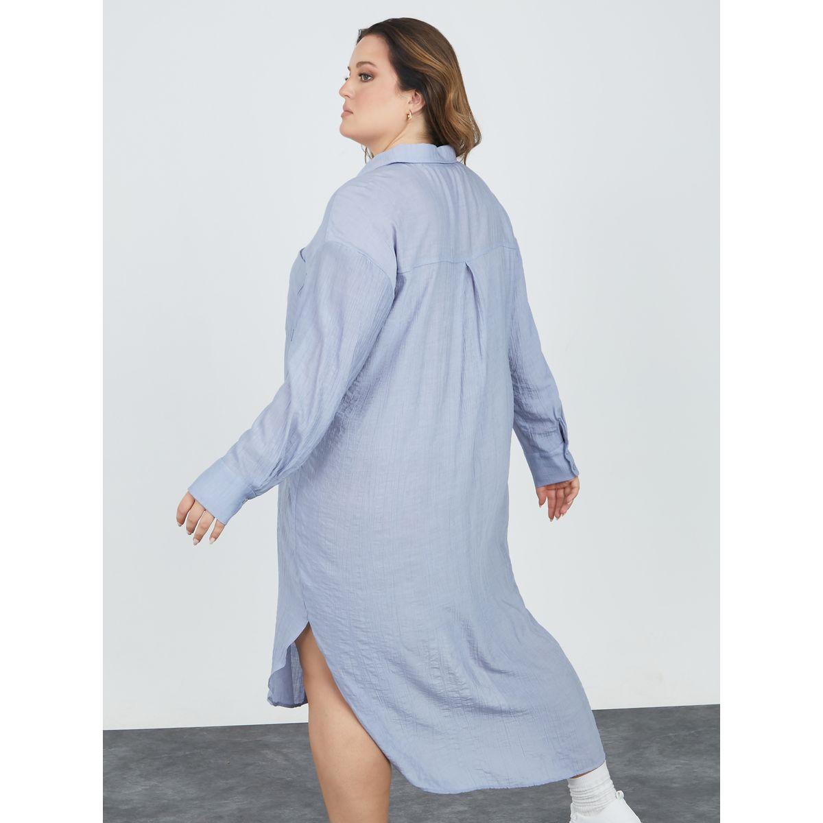 Styli Plus Button Through High-Low Hem Shirt Midi Dress-women-clothing-dresses-image-4