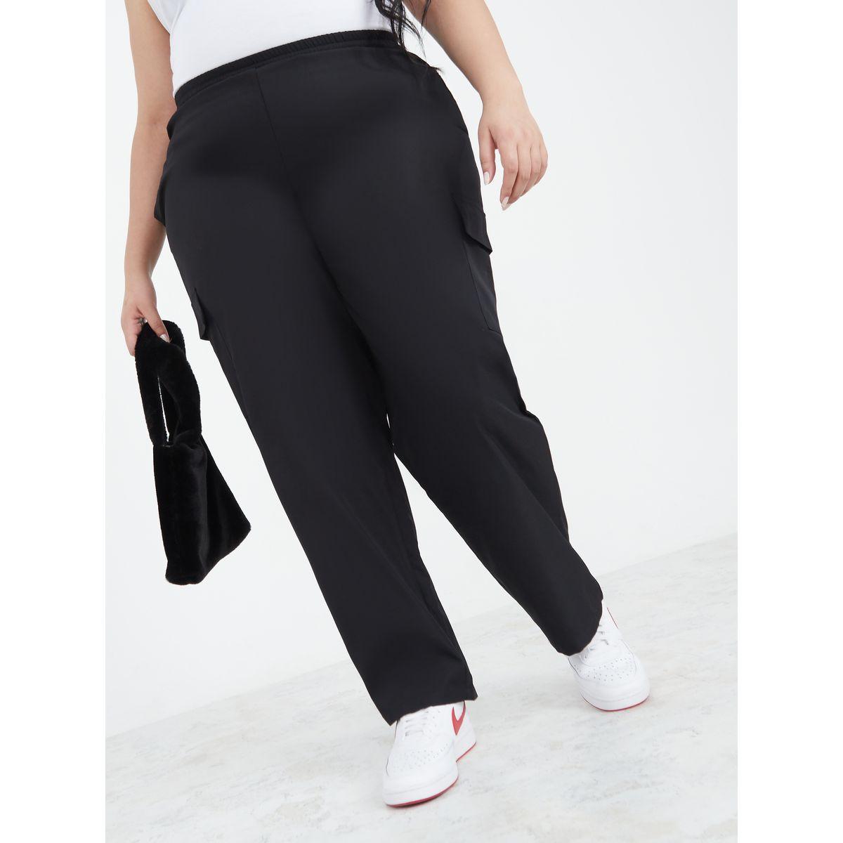 Styli Plus Solid Elastic Waistband Cargo Pants-women-clothing-bottoms-trousers-image-1
