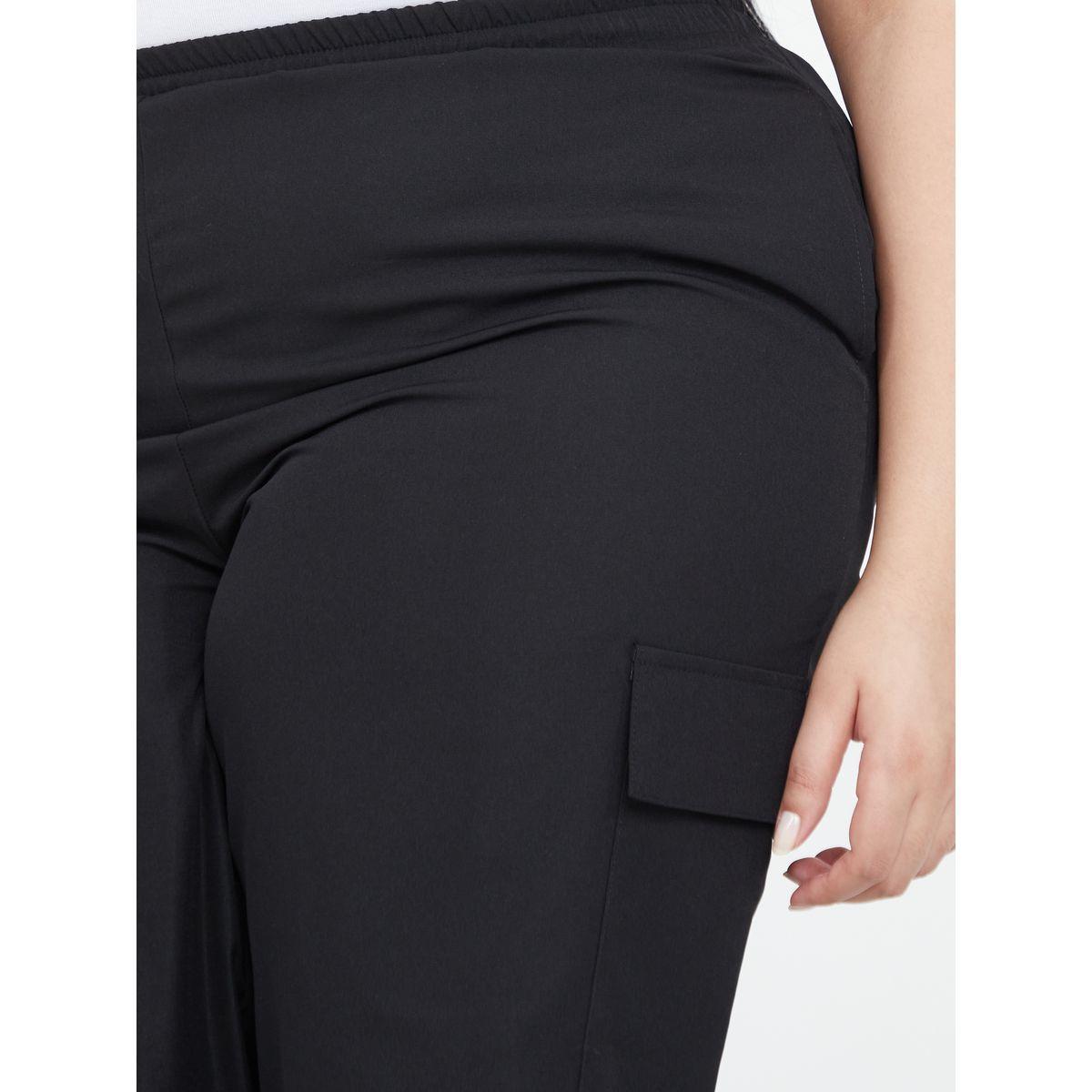 Styli Plus Solid Elastic Waistband Cargo Pants-women-clothing-bottoms-trousers-image-3