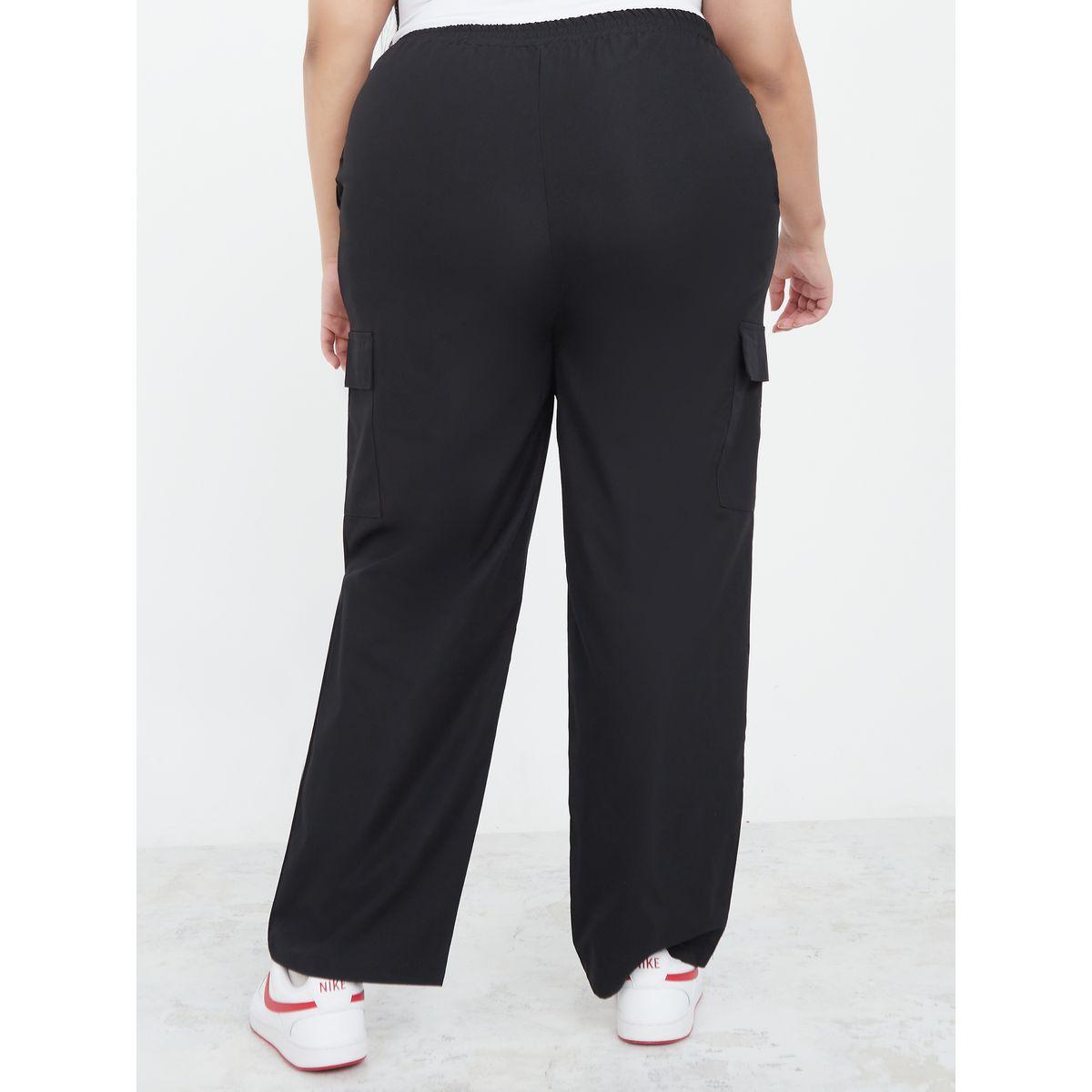 Styli Plus Solid Elastic Waistband Cargo Pants-women-clothing-bottoms-trousers-image-4