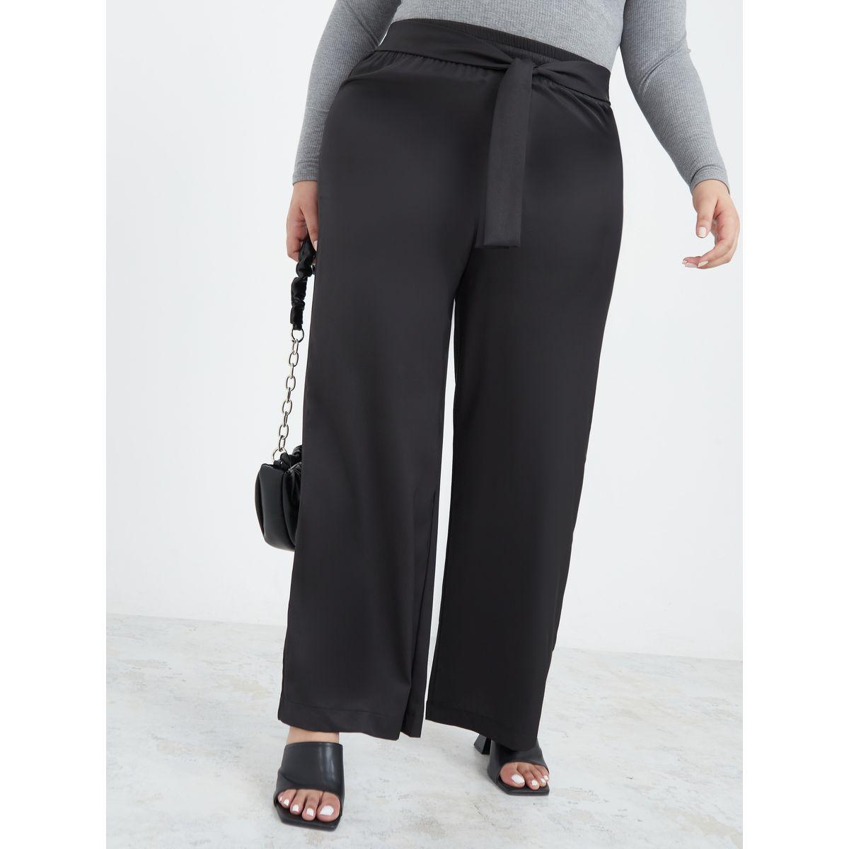 Styli Plus Tie Waist Loopback Wide Leg Trouser-women-clothing-bottoms-trousers-image-1