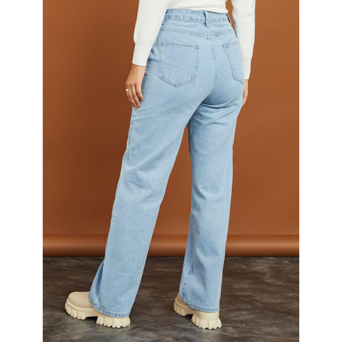 جينز بقصة مستقيمة وخصر عالي-women-clothing-bottoms-jeans-image-4