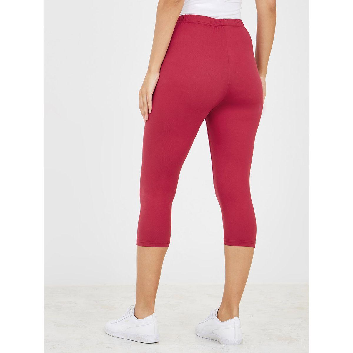 Styli Elasticated Waistband Solid Capri Leggings-women-clothing-bottoms-leggings-image-4