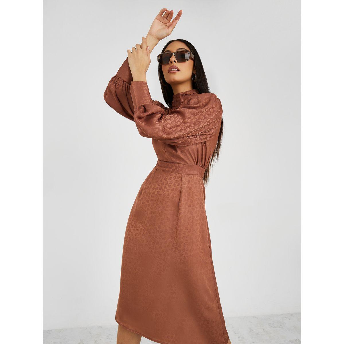 فستان ميدي جاكار باكمام طويلة-women-clothing-dresses-image-2