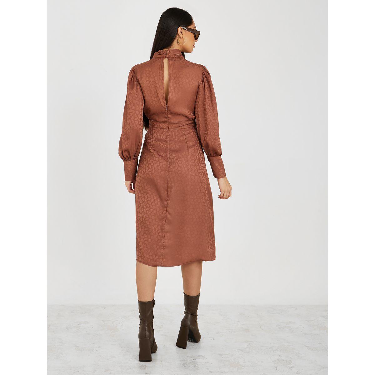 فستان ميدي جاكار باكمام طويلة-women-clothing-dresses-image-4