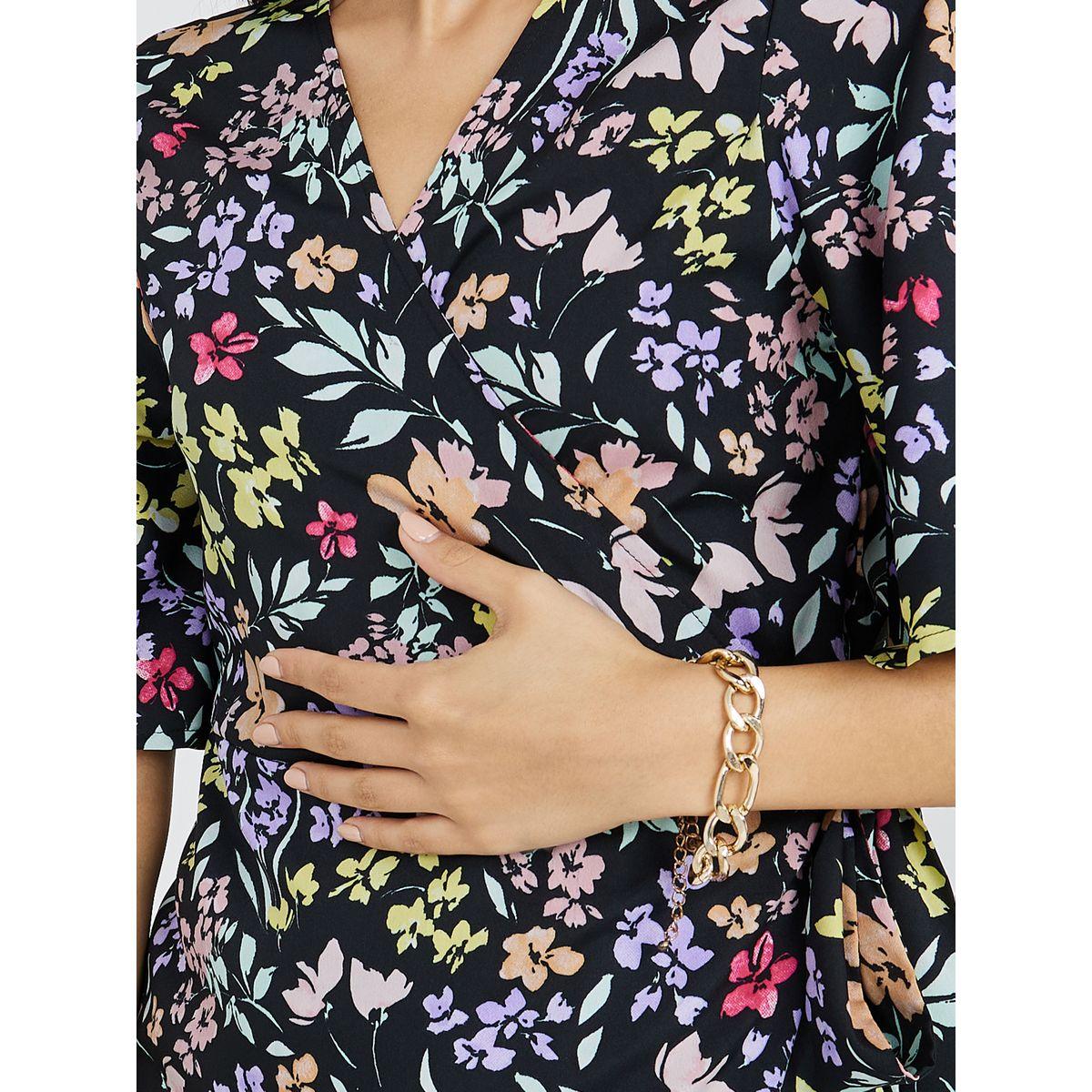 Styli Short Sleeves Floral Print Wrap Around Midi Dress-women-clothing-dresses-image-3