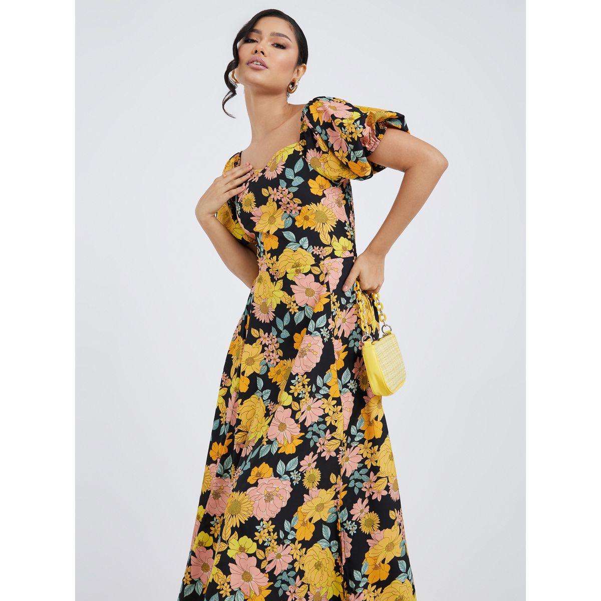 فستان ميدي مطبع بزهور-women-clothing-dresses-image-1