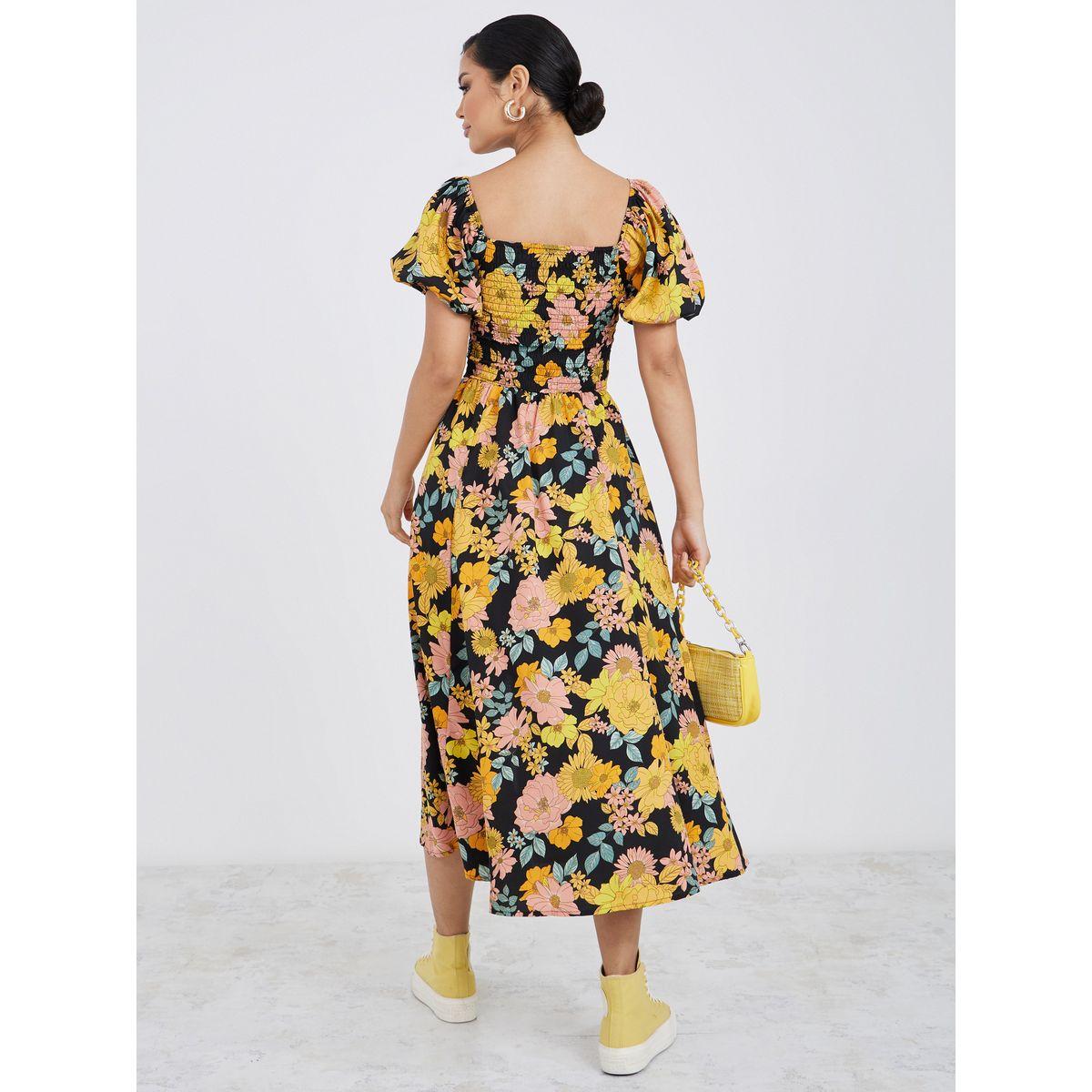 فستان ميدي مطبع بزهور-women-clothing-dresses-image-4