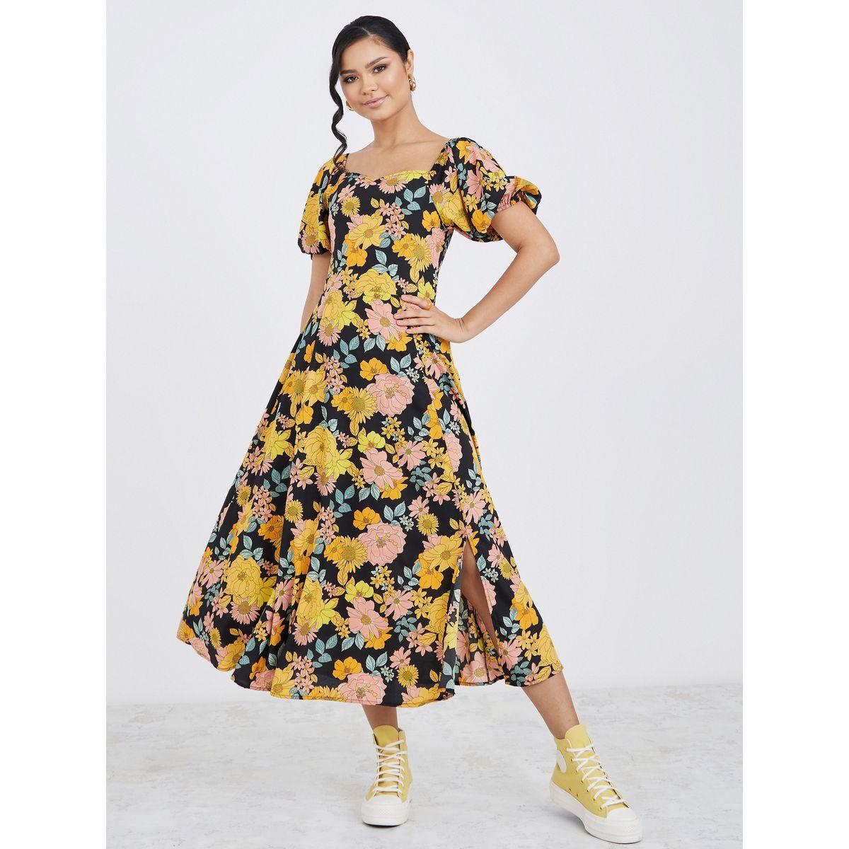 فستان ميدي مطبع بزهور-women-clothing-dresses-image-5
