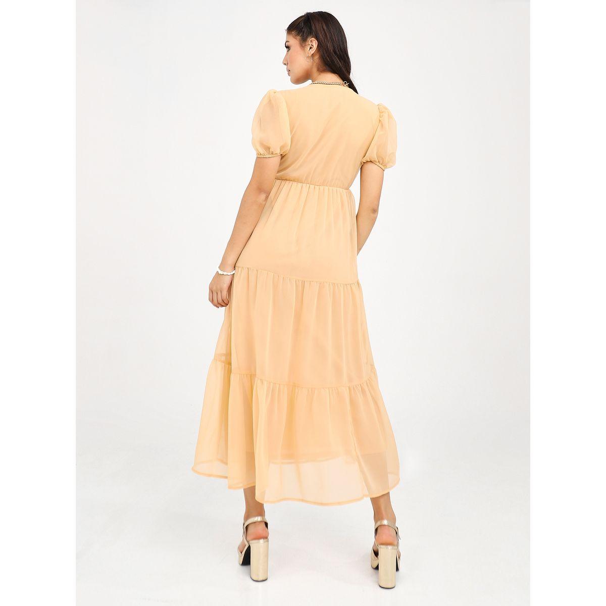 Styli Short Puff Sleeves Plain Tiered Midi Dress-women-clothing-dresses-image-4