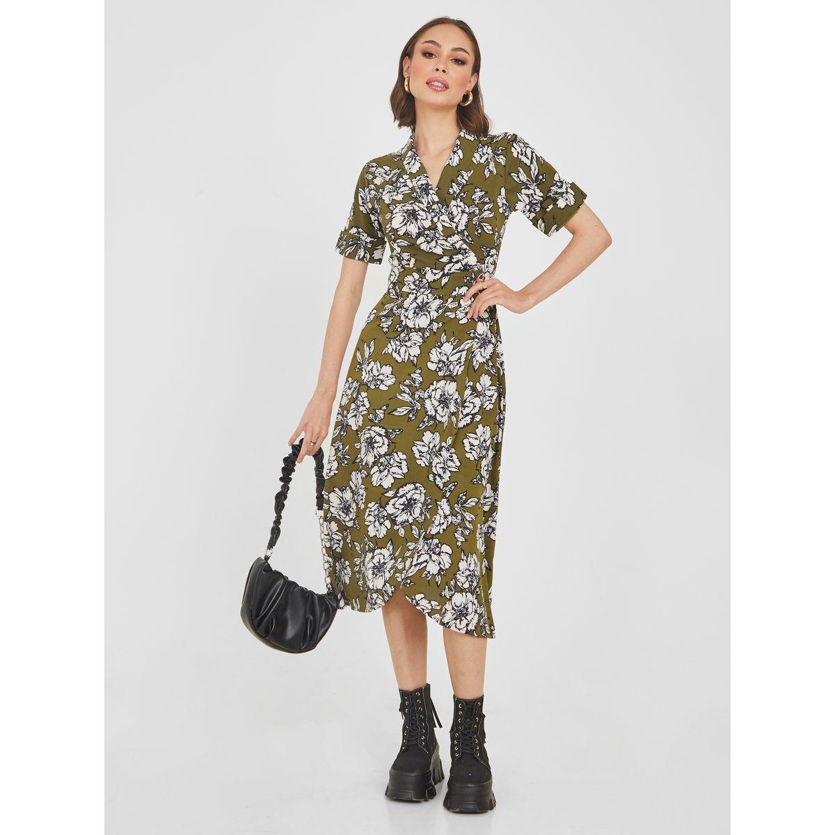 Styli Short Sleeves Floral Print Wrap Midi Dress-women-clothing-dresses-image-2