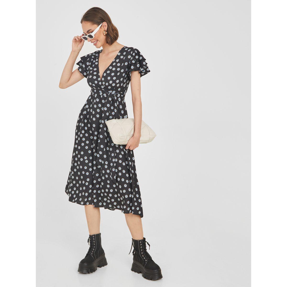 فستان ميدي مطبع بزهور مع حزام-women-clothing-dresses-image-1