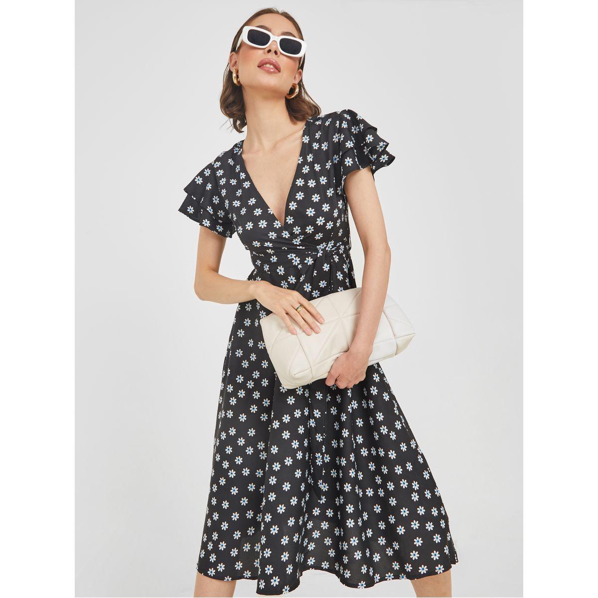 فستان ميدي مطبع بزهور مع حزام-women-clothing-dresses-image-2