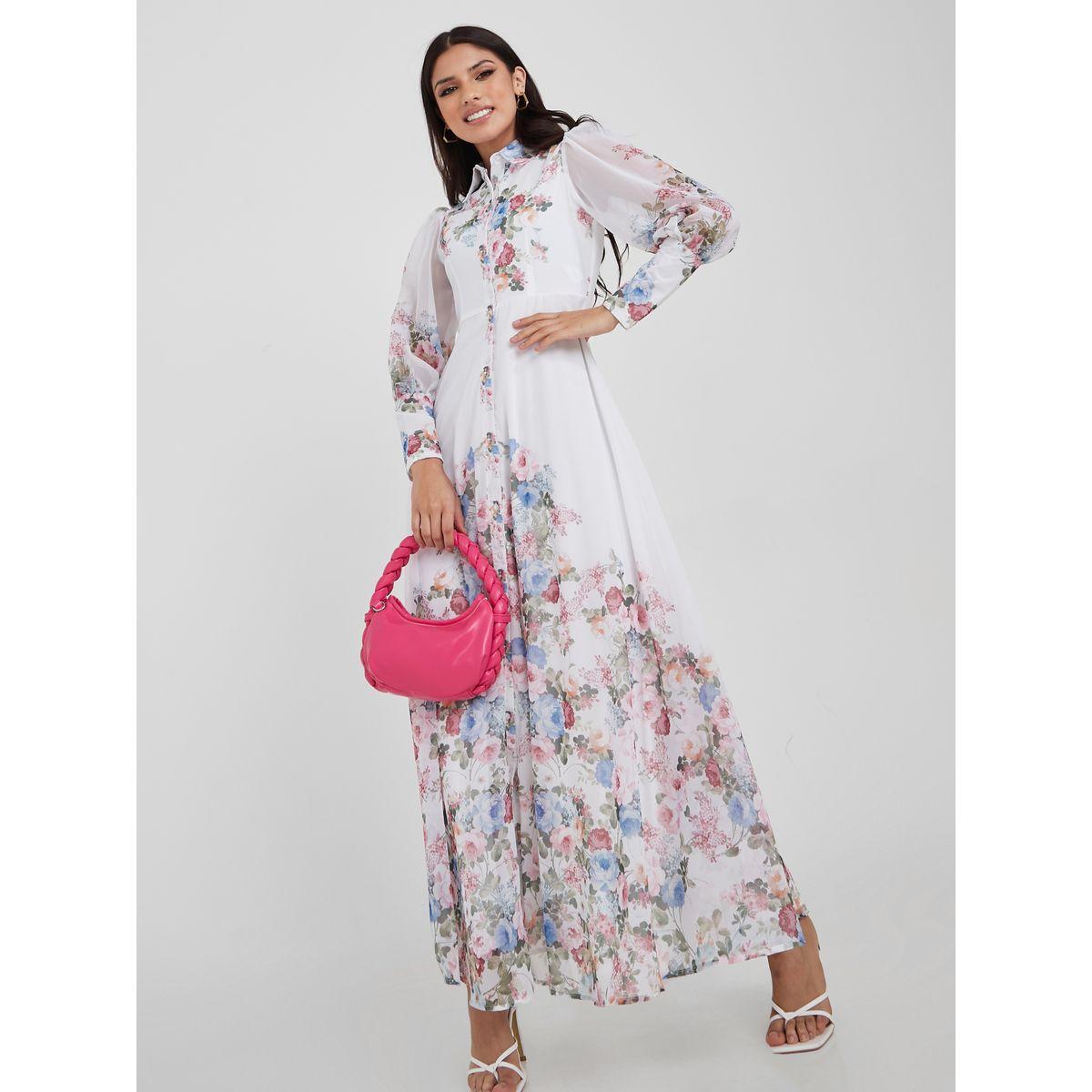فستان طويل مطبع بطبعة زهور-women-clothing-dresses-image-1