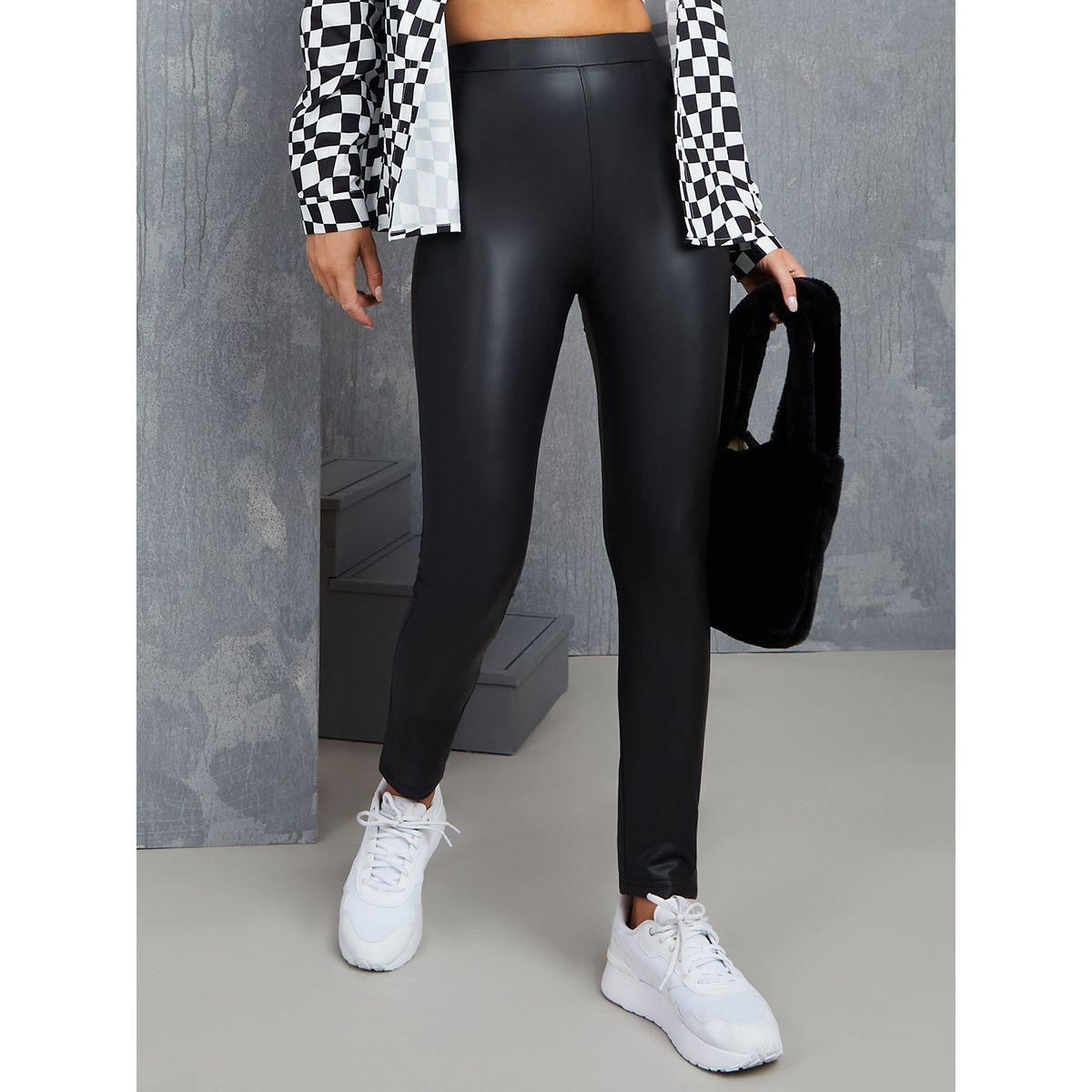Styli PU High Waist Leggings-women-clothing-bottoms-leggings-image-1