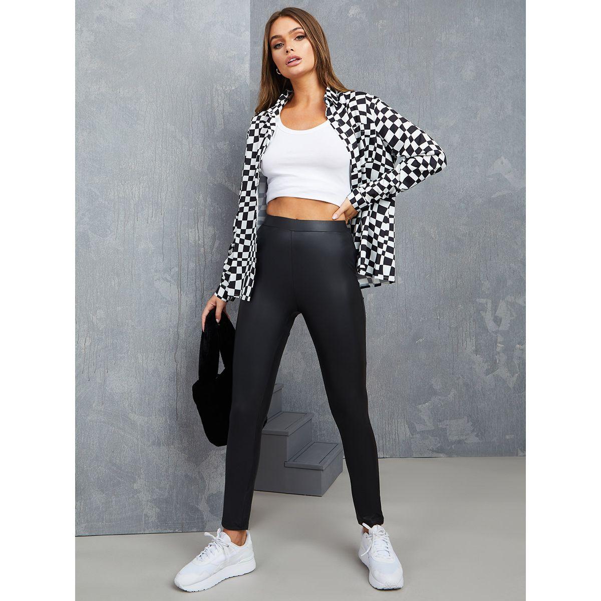 Styli PU High Waist Leggings-women-clothing-bottoms-leggings-image-2