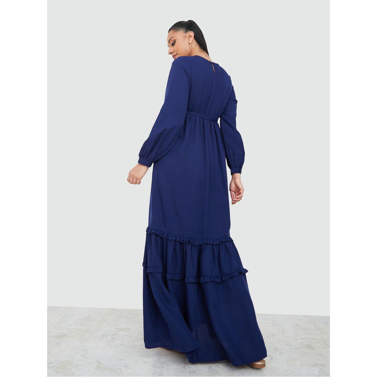فستان طويل بكسرات واكمام طويلة-women-clothing-dresses-image-4