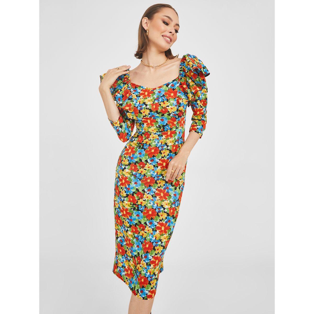 فستان ميدي مطبع بزهور-women-clothing-dresses-image-2