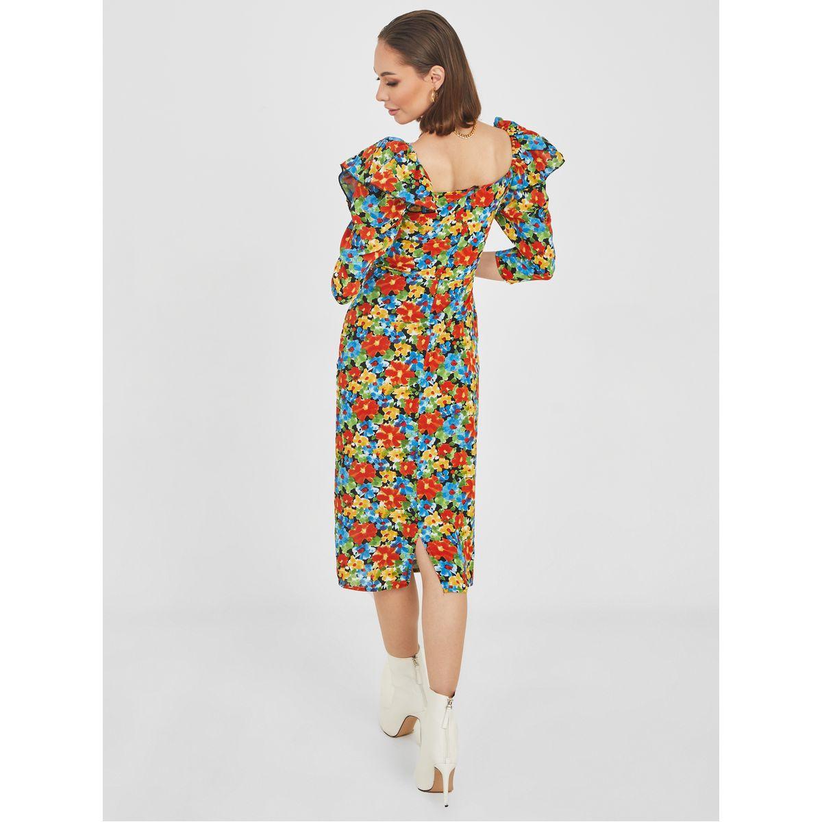فستان ميدي مطبع بزهور-women-clothing-dresses-image-4
