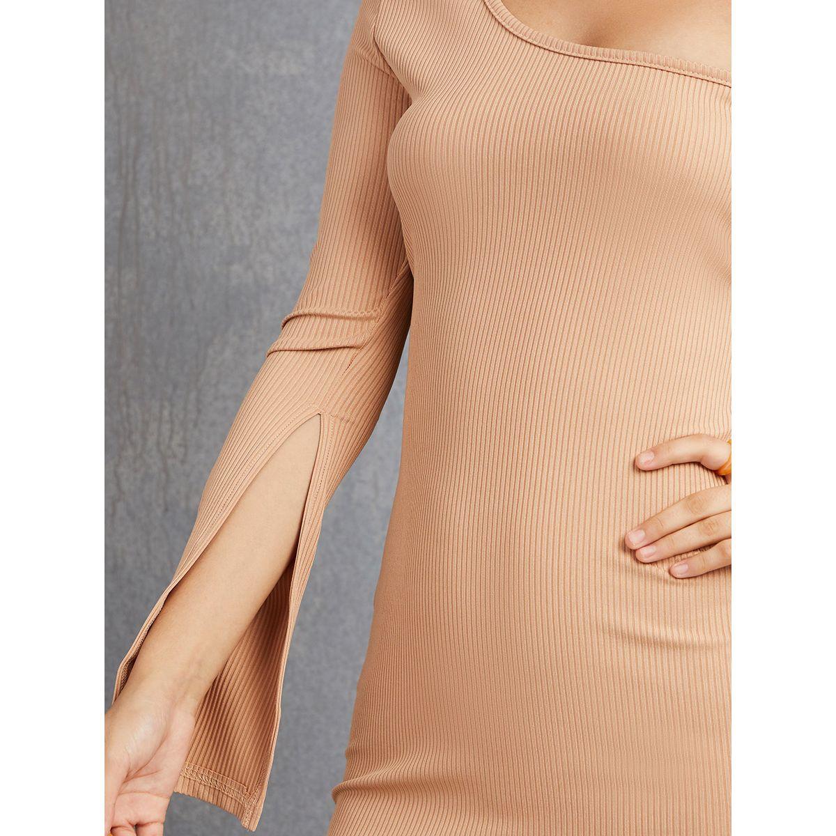 فستان قصير بكتف واحد واكمام طويلة-women-clothing-dresses-image-3