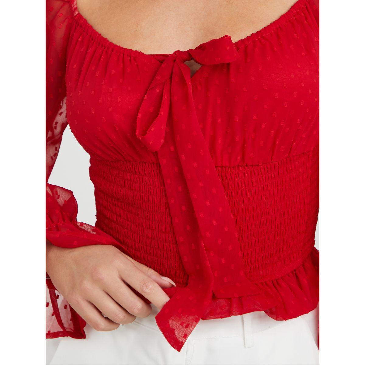 Styli Sweetheart Neck Swiss Dot Fitted Blouse-women-clothing-shirtsandblouses-blouses-image-4