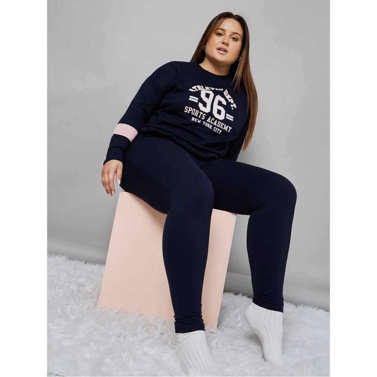 Styli Plus Athletic Graphic Drop Shoulder Sweatshirt and Leggings Set-women-clothing-nightwear-pyjamas-longsets-image-1