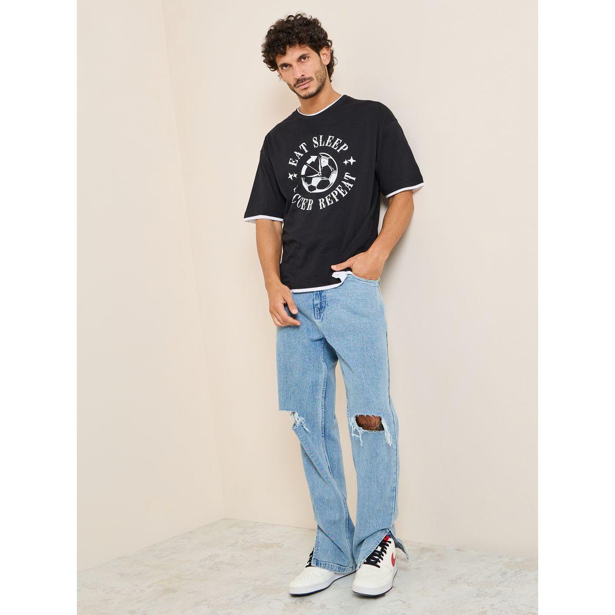 تيشيرت بقصة بوكسي مع حواف بلون مغاير-men-clothing-tshirtsandpolos-tshirts-image-2
