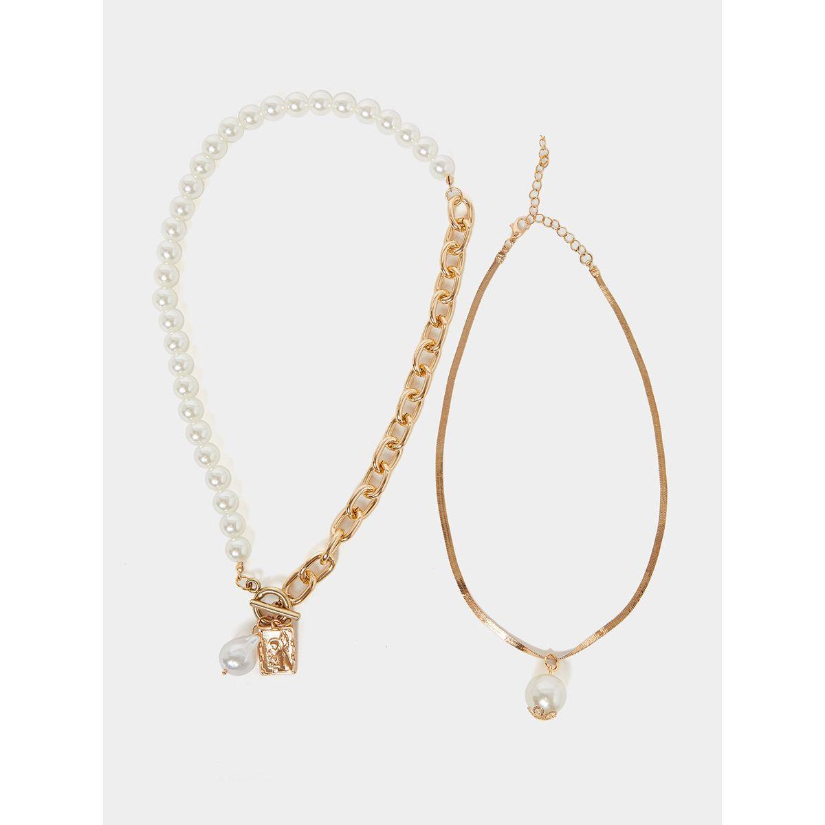 Styli Set of 2 - Pearl and Chain Necklace-women-watchesandjewellery-jewellery-necklacesandpendants-image-2