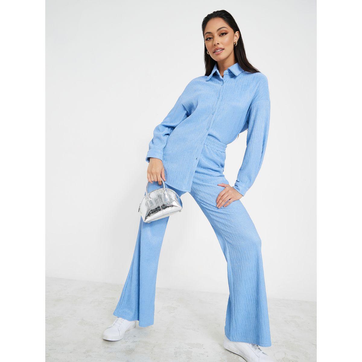 Styli Crinkled Longline Shirt & Trouser Co-Ord Set-women-clothing-coordsets-image-5