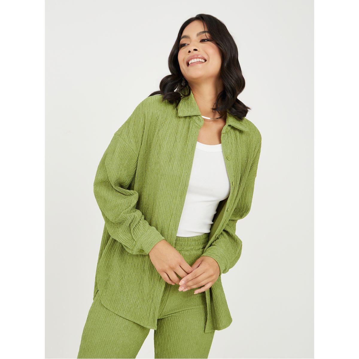 Styli Crinkled Longline Shirt & Trouser Co-Ord Set-women-clothing-coordsets-image-2