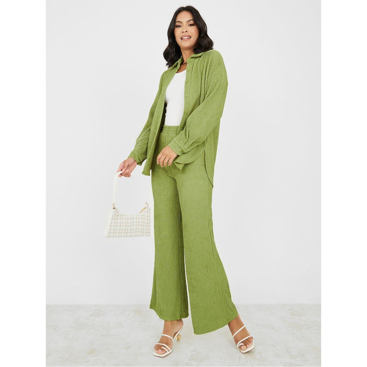 Styli Crinkled Longline Shirt & Trouser Co-Ord Set-women-clothing-coordsets-image-3