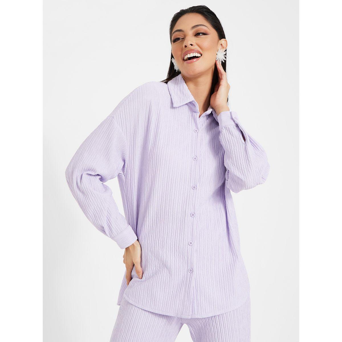 Styli Crinkled Longline Shirt & Trouser Co-Ord Set-women-clothing-coordsets-image-4