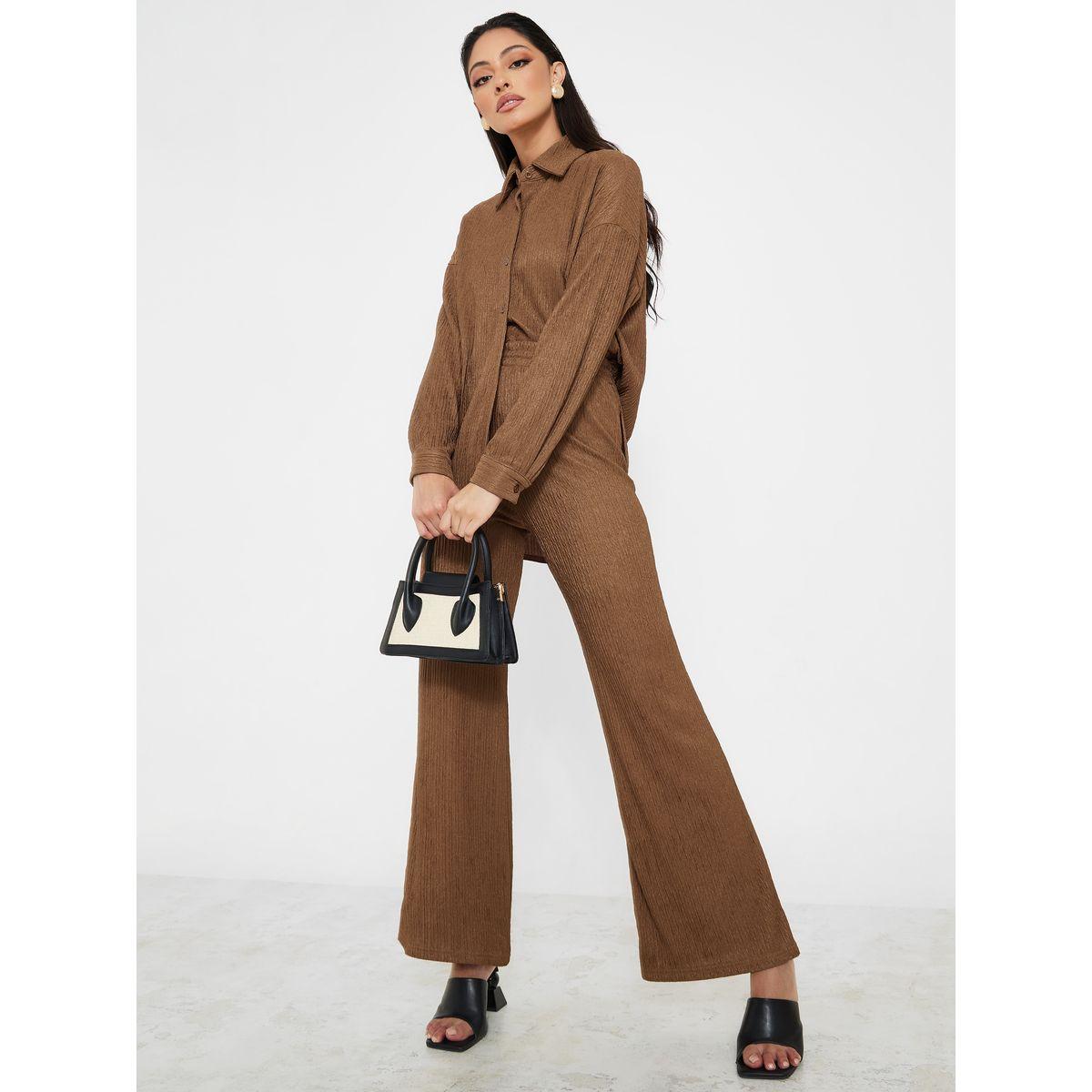 Styli Crinkled Longline Shirt & Trouser Co-Ord Set-women-clothing-coordsets-image-4